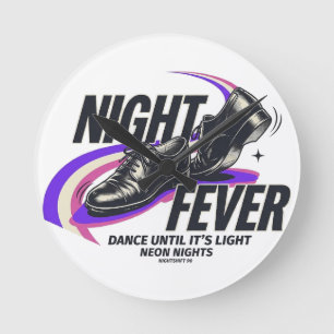 Retro Motel Wandklok Night Fever Ronde Klok
