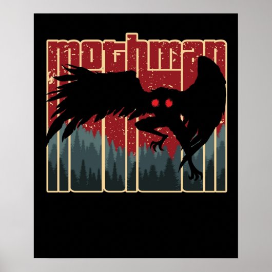 Retro Mothman Cool Cryptid Cartoon Origi Poster (Voorkant)