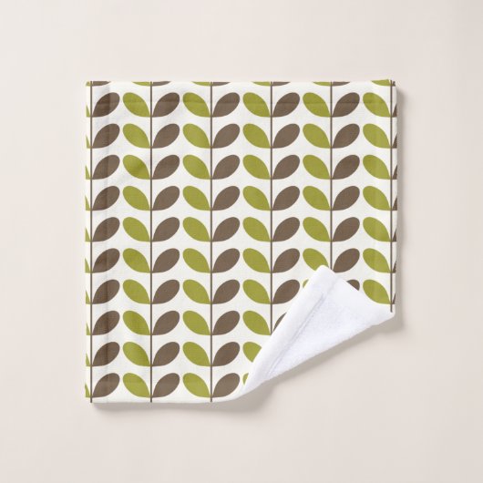 Rétro motif de feuille de brun de vert (Gant de toilette)