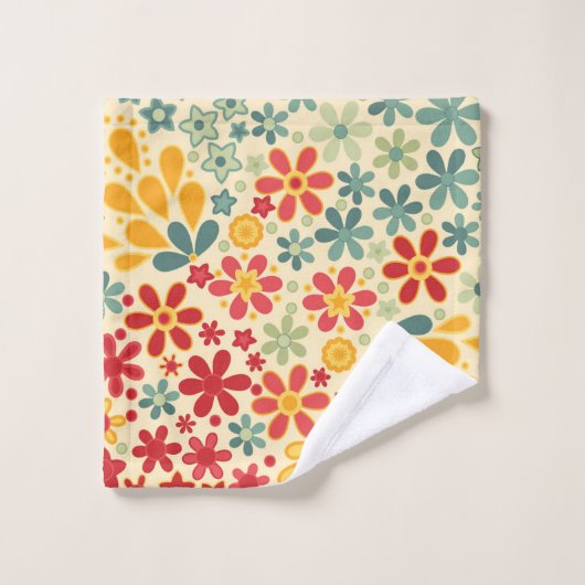 Retro. Motifs floraux (Gant de toilette)