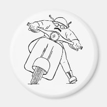 Retro motor scooter rijder met snor