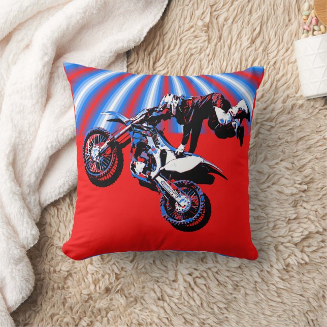 Retro Motorcross Rider Design Kussen (Deken)