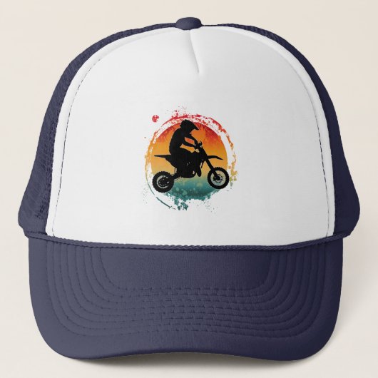 RETRO MOTORCROSS RIDER  TRUCKER PET (Voorkant)