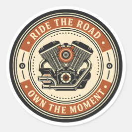 Retro Motorcycle Engine Badge Style Ronde Sticker