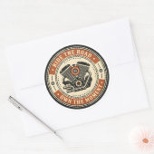 Retro Motorcycle Engine Badge Style Ronde Sticker (Envelop)
