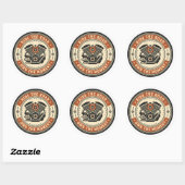 Retro Motorcycle Engine Badge Style Ronde Sticker (Vel)