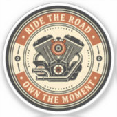 Retro Motorcycle Engine Badge Style Sticker (Voorkant)