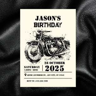 Retro Motorfiets custom biker birthday Kaart