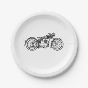 Retro motorfiets _ Ik hou van mijn motorfiets Papieren Bordje