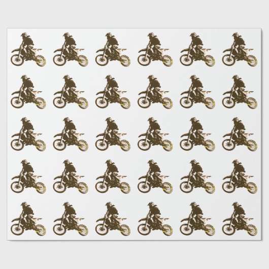 Retro Motorfiets Motorcross Pop Art Cadeaupapier (Vlak)