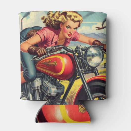 Retro Motorfiets Pin-up Blikjeskoeler (Achterkant)