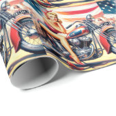 Retro Motorfiets Pin Up Cadeaupapier (Rol Hoek)