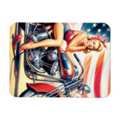 Retro Motorfiets Pin Up Magneet (Horizontaal)