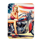 Retro Motorfiets Pin Up Magneet (Verticaal)