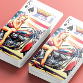 Retro Motorfiets Pin Up Pokerkaarten