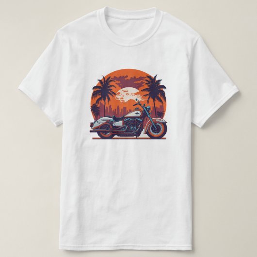  Retro Motorfiets Sunset Classic Biker T-shirt (Design voorkant)