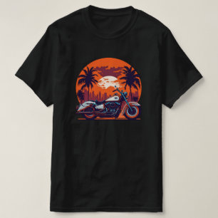 Retro Motorfiets Zonsondergang Biker Classic T-shirt