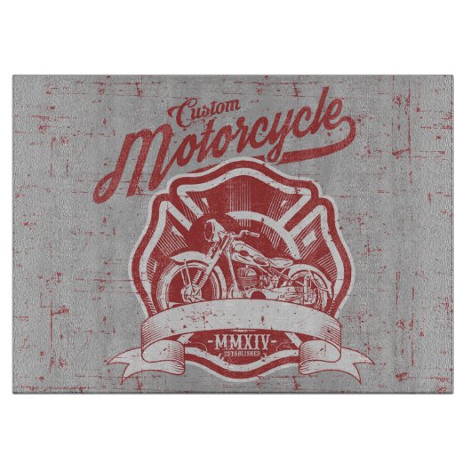 Retro  motorfietsontwerp snijplank (Voorkant)