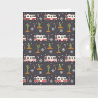 Retro Motorhome RV Camping Desert Kerstcactus