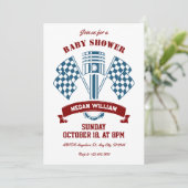 Retro motorracemachine baby shower kaart (Staand voorkant)