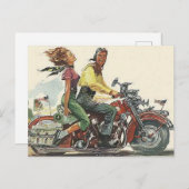Retro motorrit,  stijl bikers briefkaart (Voorkant / Achterkant)