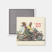 Retro motorrit, stijl gepersonaliseerd magneet (Voorkant / Achterkant)