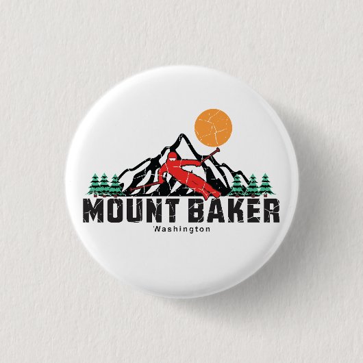 Retro Mount Baker Ski Ronde Button 3,2 Cm (Voorkant)