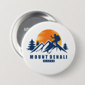 Retro Mount Denali Hike T-shirt Ronde Button 7,6 Cm (Voorkant /achterkant)