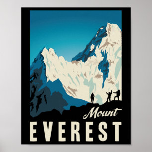 Retro Mount Everest Klimmen Reisposter Cadeau Poster