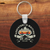 Retro Mount Hood Ski Avontuur Sleutelhanger (Achterkant)