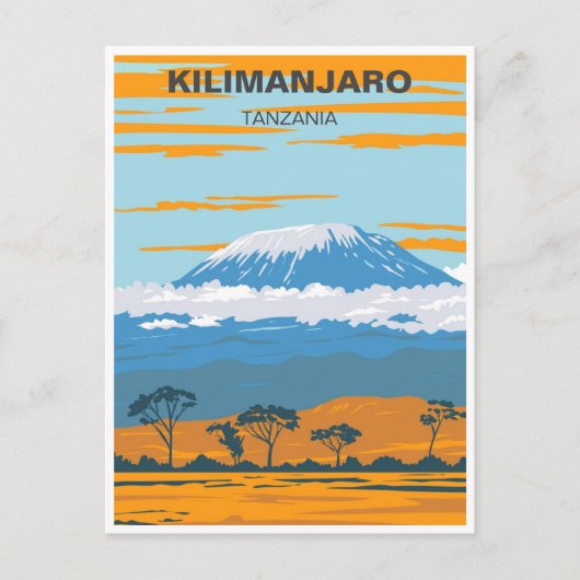 retro Mount Kilimanjaro Tanzania Afrika Briefkaart (Voorkant)