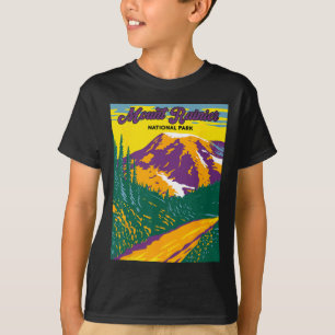 Retro Mount Rainier Nationaal Park Wandelen Kamper T-shirt