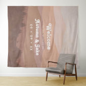 Retro Mountain en Forest Pink Wedding Welcome Wandkleed (In Situ (horizontaal))