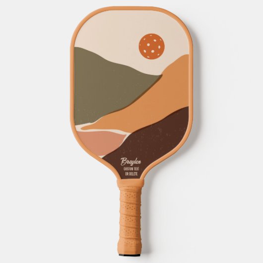 Retro Mountain Landscape Pickleball Sun Custom Tex Pickleball Paddle (Achterkant)