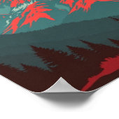 Retro Mountain Landscape Red Blue Poster (Coin)