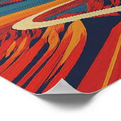 Retro Mountain Landschap Illustratie Modern Rood Poster (Hoek)