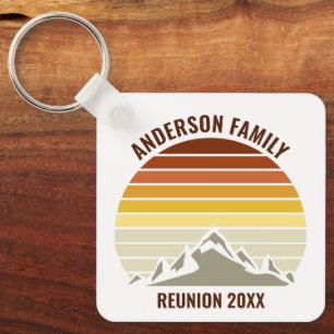 Retro Mountain Sunset gepersonaliseerd Sleutelhanger