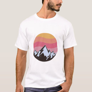 Retro Mountain Sunset Landscape Vintage T-Shirt