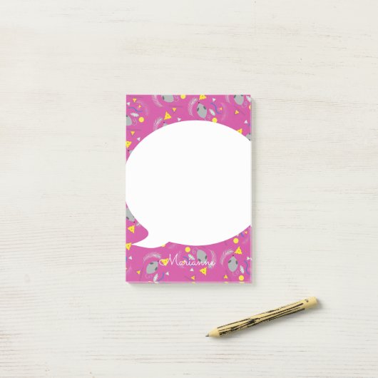 Retro Mouse Cheese Pink Post-it Notes (Op bureau)