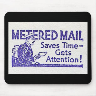 Retro Mousepad Metered Mail Save Time Stempel Old Muismat