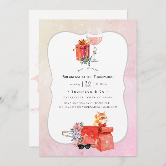 Retro Movie Kerstontbijtfeest Kaart (Voorkant / Achterkant)