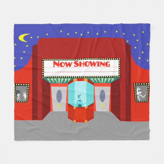 Retro Movie Theater Fleece Blanket (Voorkant (Horizontaal))