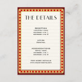 Retro Movie Theater Marquee Teken Bruiloft Details Informatiekaartje (Voorkant)