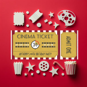 Retro Movie Ticket Alle Leeftijd Verjaardagsfeest Kaart