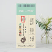 Retro Movie Ticket Birthday Party Photo Uitnodigen Kaart (Staand voorkant)