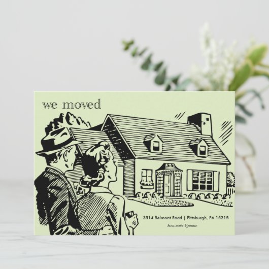 Retro Moving Announcement Aankondiging (Staand voorkant)