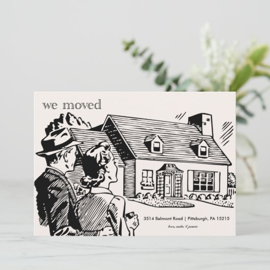 Retro Moving Announcement Aankondiging (Staand voorkant)