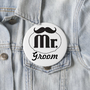 Retro Mr Groom Wedding Badge Ronde Button 4,0 Cm