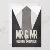 Retro Mr & Mr Suit & Cravate Gay Faire-part de mar (Devant)