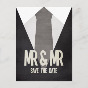 Retro Mr. & Mr. Suit Stropdas Gay Save the Date Br Aankondigingskaart